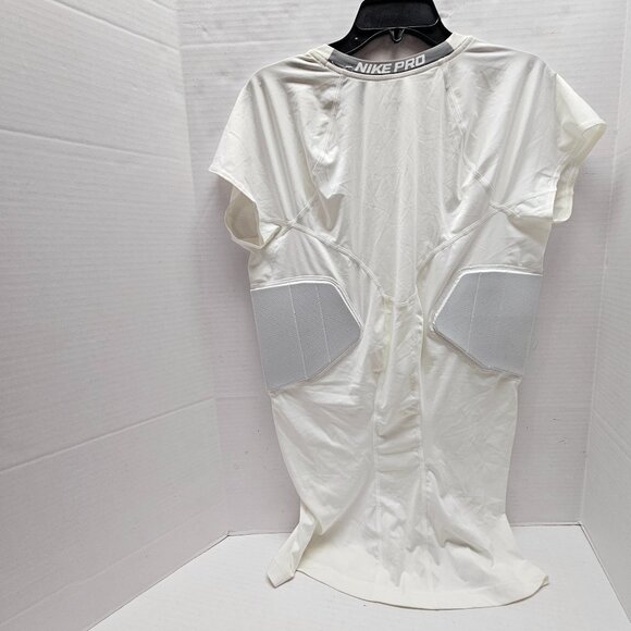 Nike Pro Athletic Compression Shirt Pads Rib Short Sleeve White XXL - Picture 8 of 9